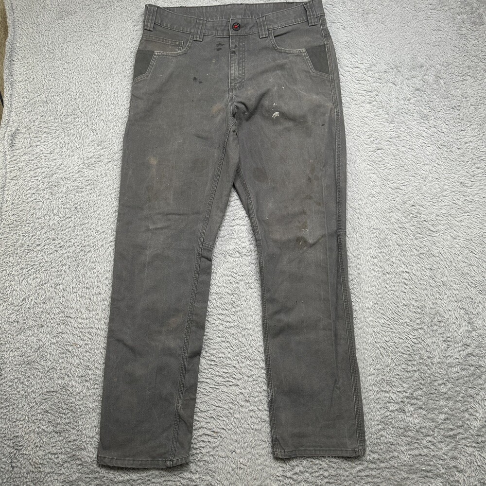 Milwaukee Work Pants Mens 34x32 Gray STAINED DISTRESSED Reinforced Canvas